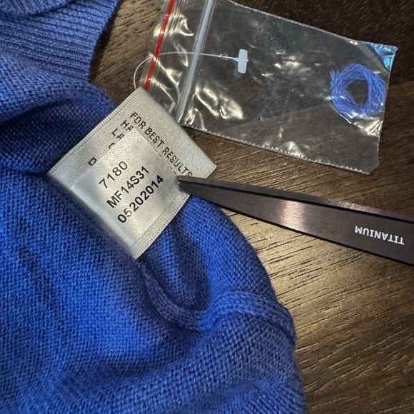 Peter Millar Men's Blue 100% Merino Wool Pullover Long Sleeve Sweater 2XL *Flaws - Picture 8 of 11